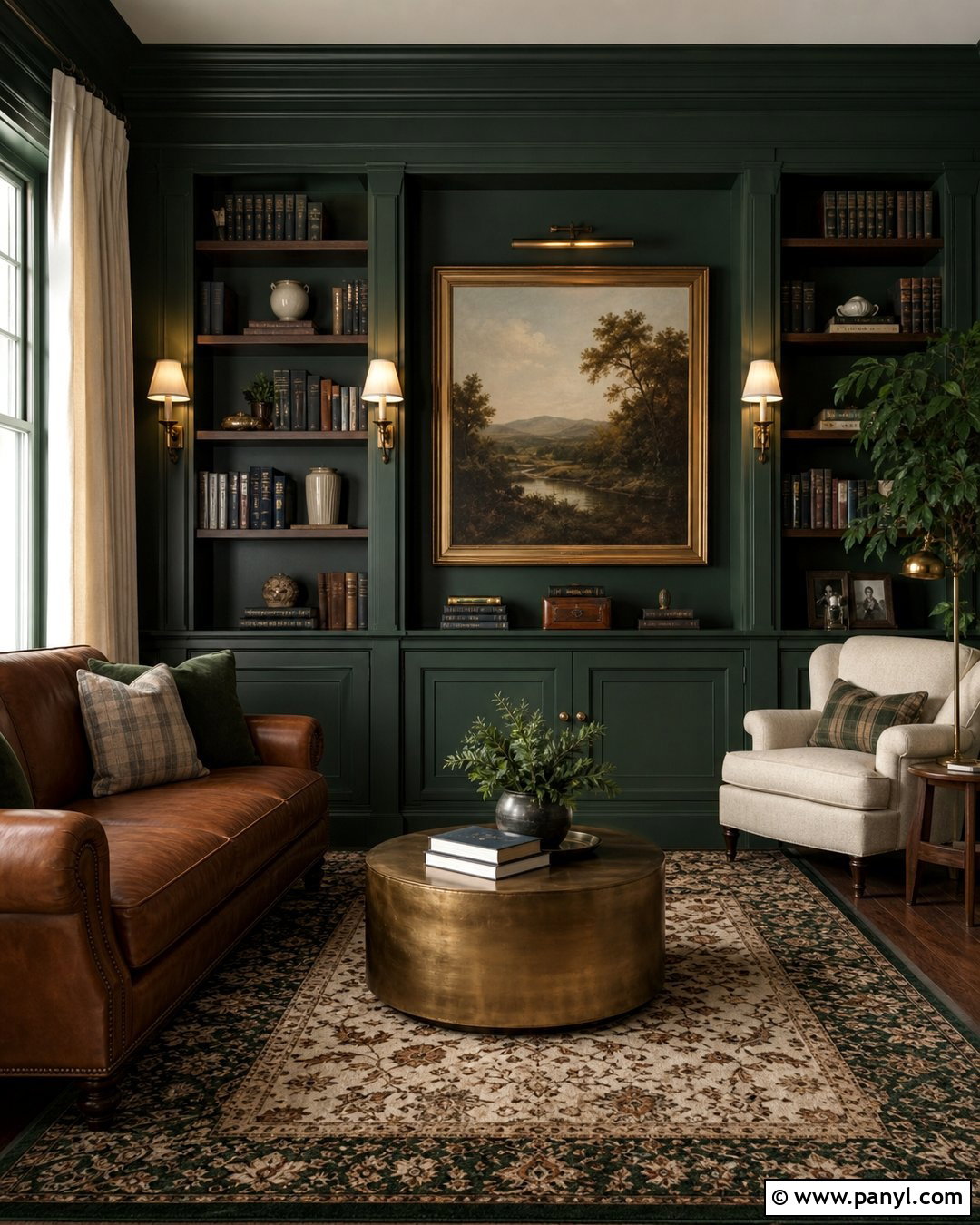 Forest Green Library Walls - 25 Room Wall Paint Colors