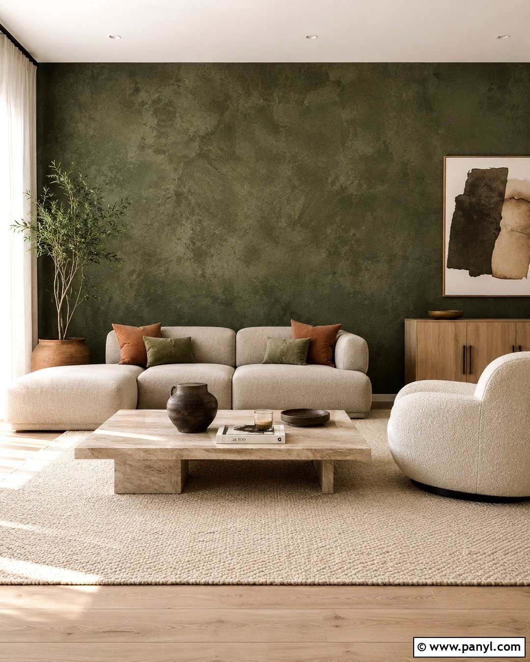 Forest Green Limewash Accent Wall - 20 Forest Green Paint Color Accent Walls
