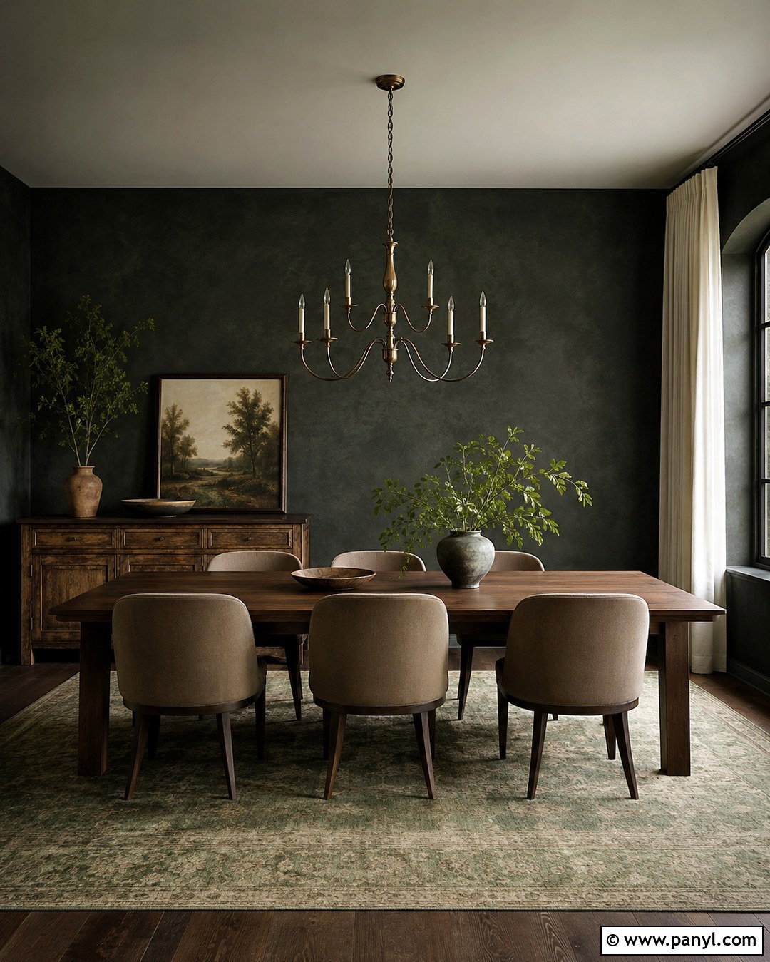 Forest Green Limewash Dining Room - 20 Limewash Dark Wall Ideas