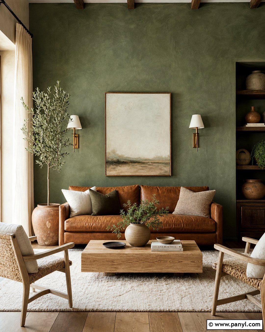 Forest Green Limewash Living Room Wall - 35 royal paint wall design for living room ideas