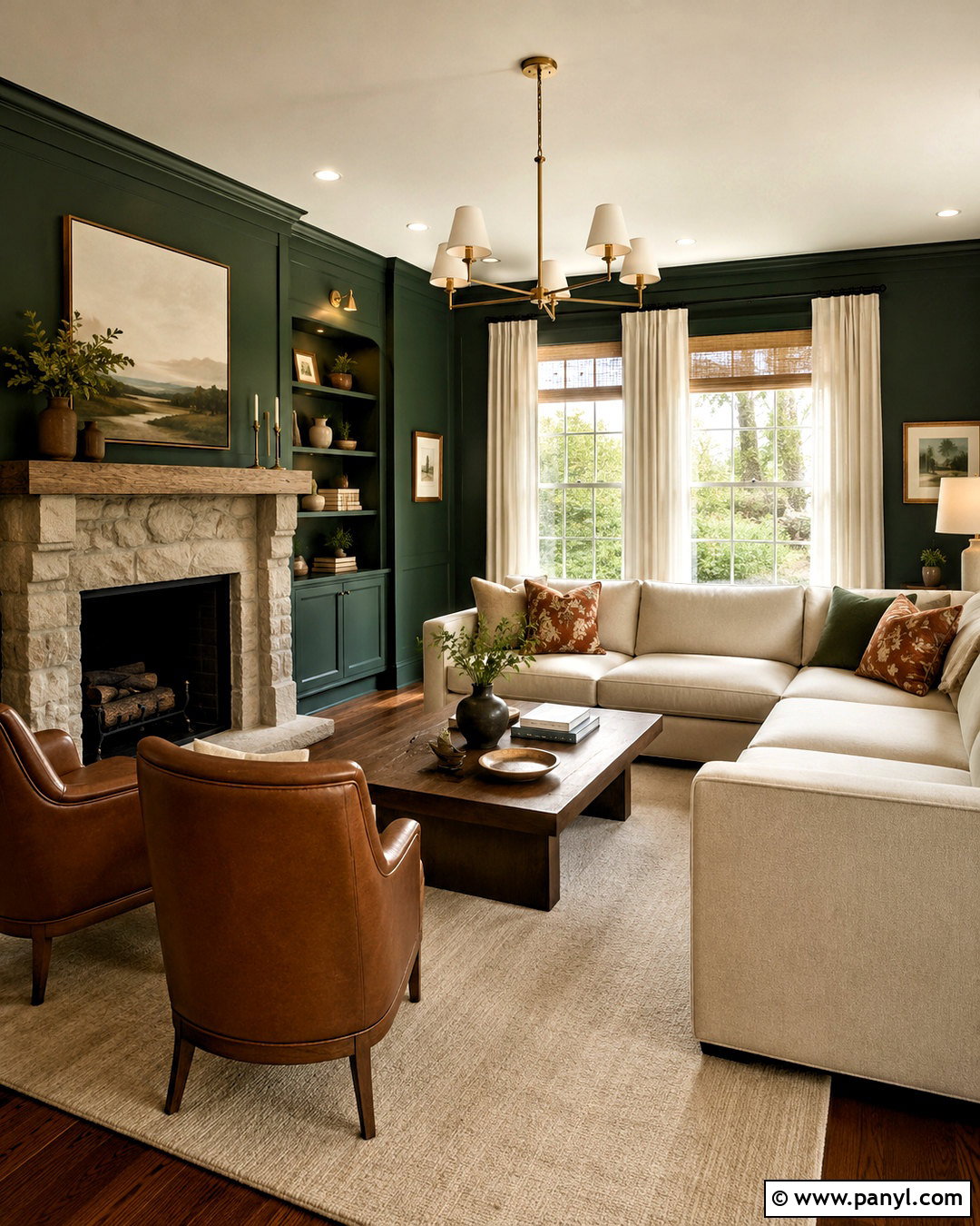 Forest Green Living Room - 20 best paint colors for interior ideas