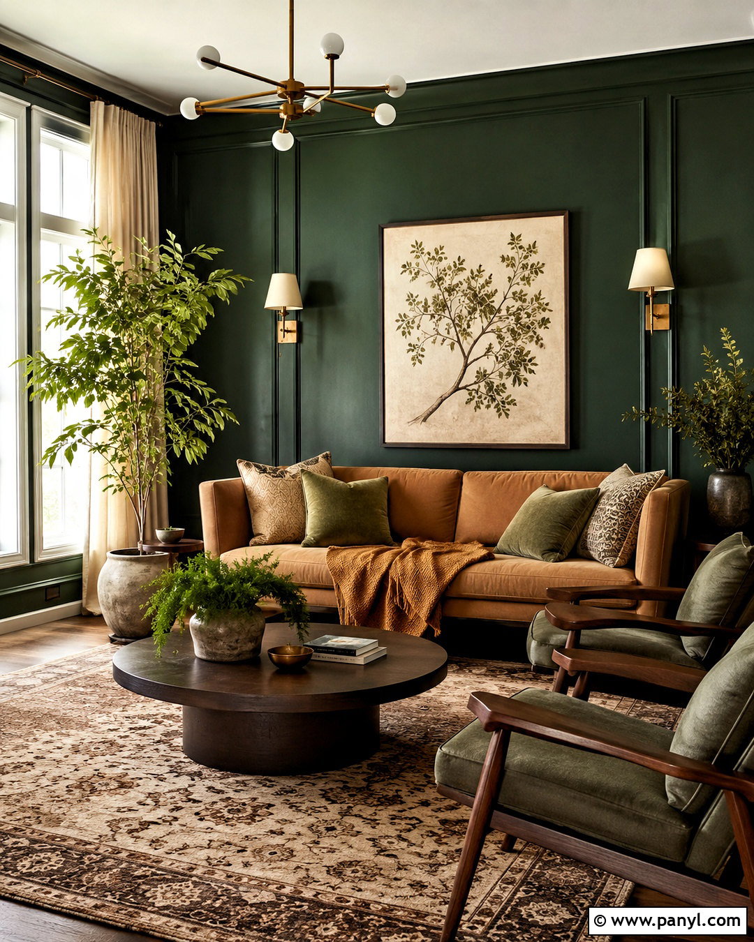 Forest Green Living Room - 20 dark earthy living room ideas