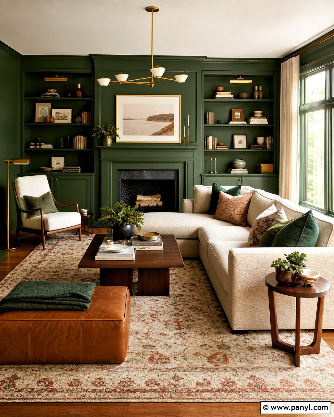 Forest Green Living Room - 20 green paint living room ideas