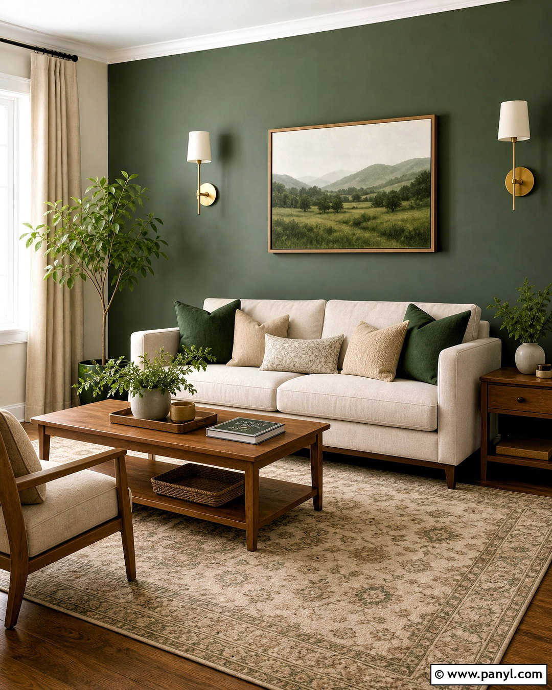Forest Green Living Room Accent Wall - 20 green living room walls