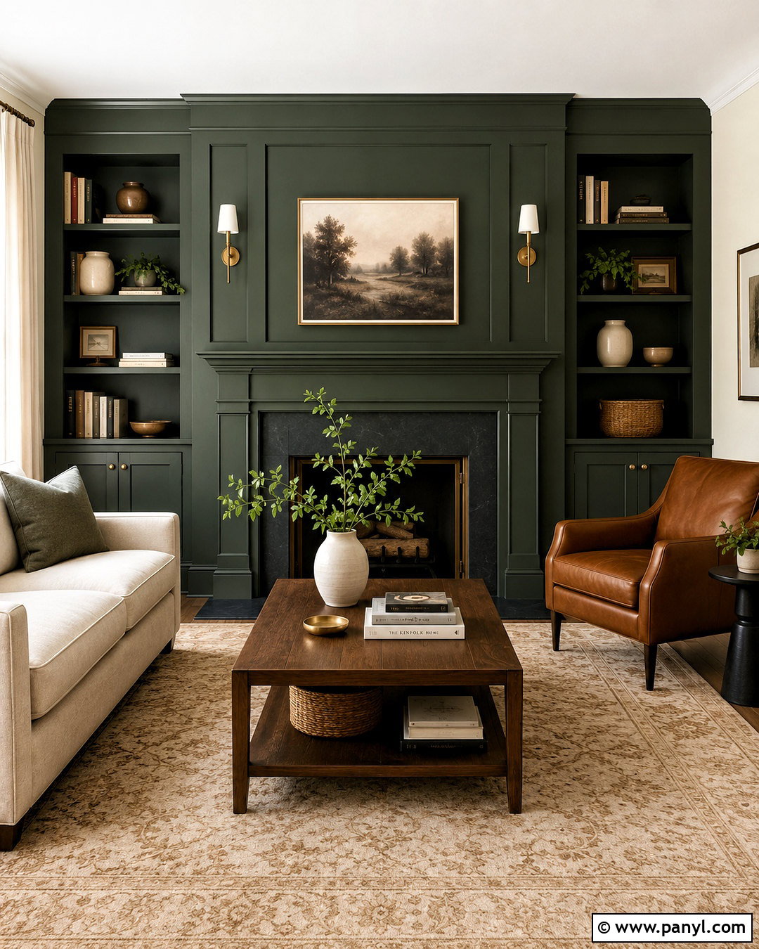 Forest Green Living Room Accent Wall - 20 paint living room ideas accent walls