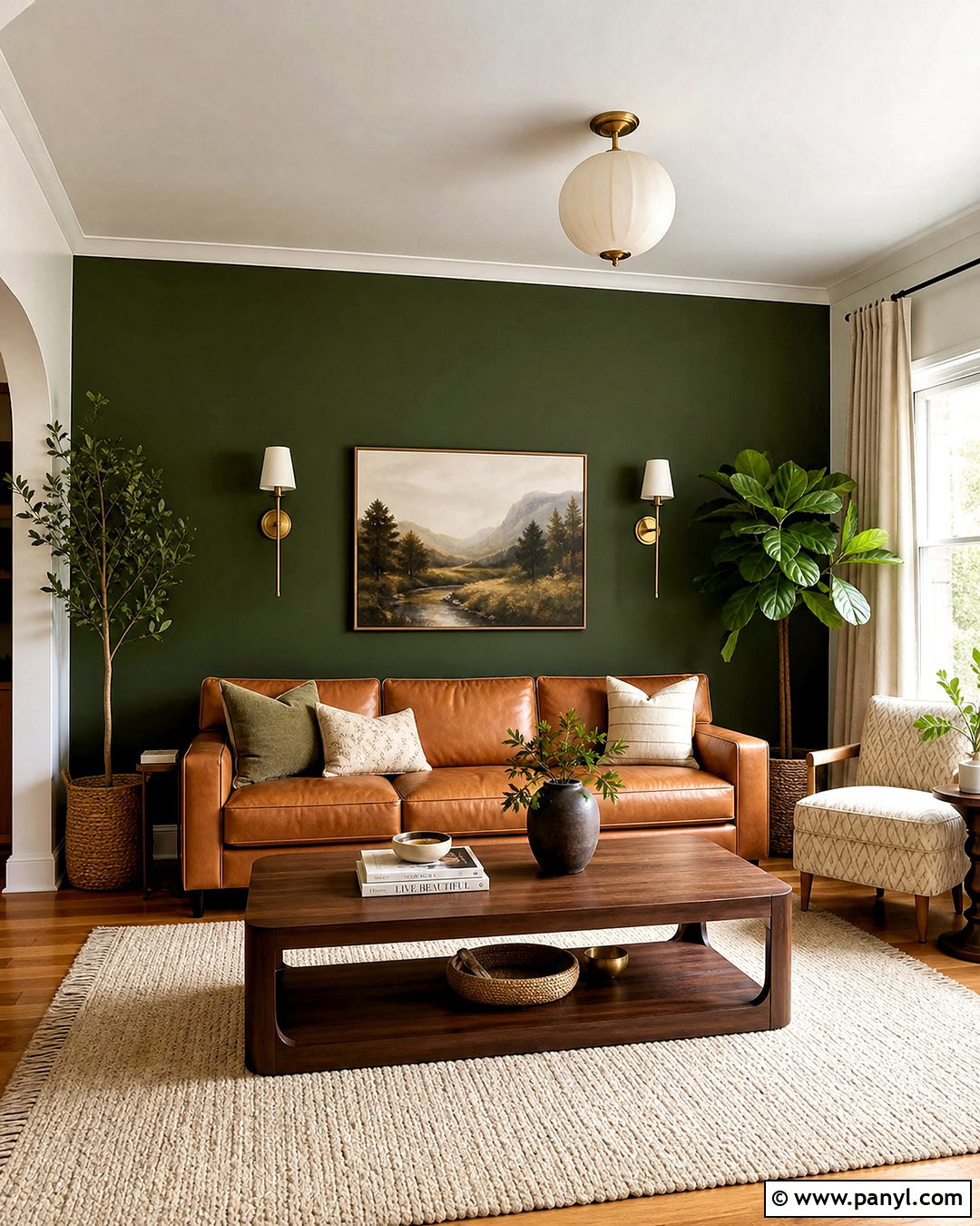 Forest Green Living Room Accent Wall - 20 accent color walls in living room ideas