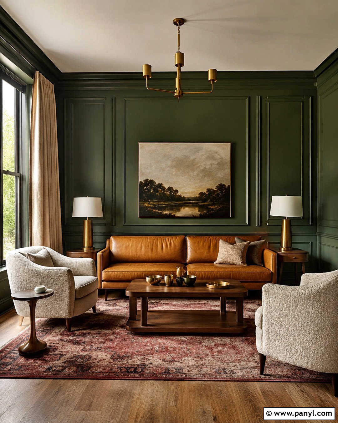 Forest Green Living Room Paneling - 20 Green Painted Paneling Ideas