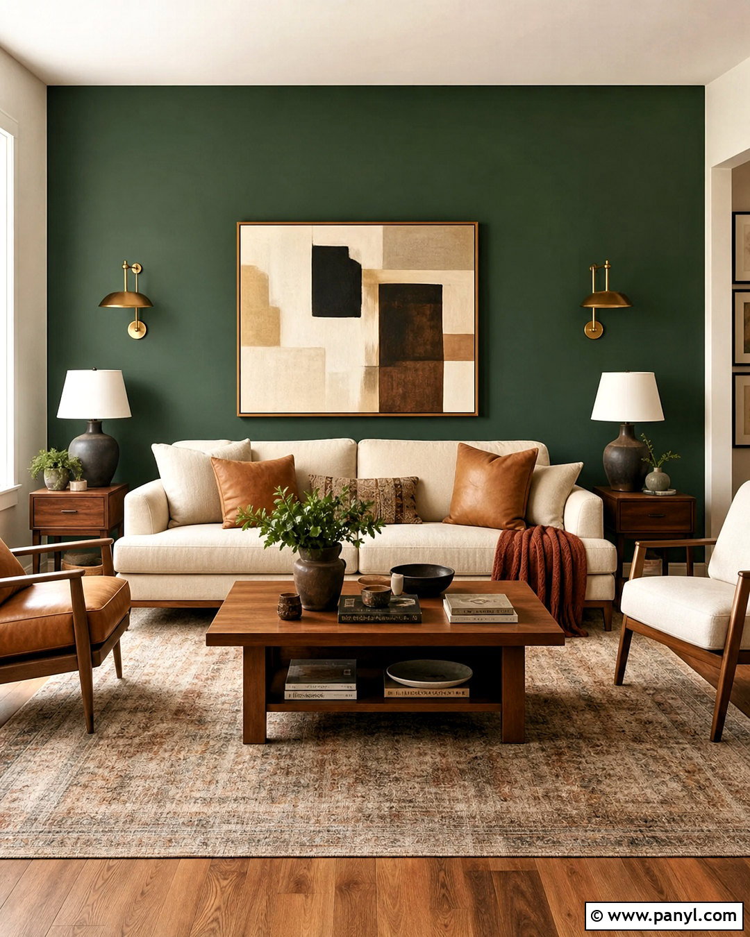 Forest Green Living Room Wall - 20 green statement wall ideas
