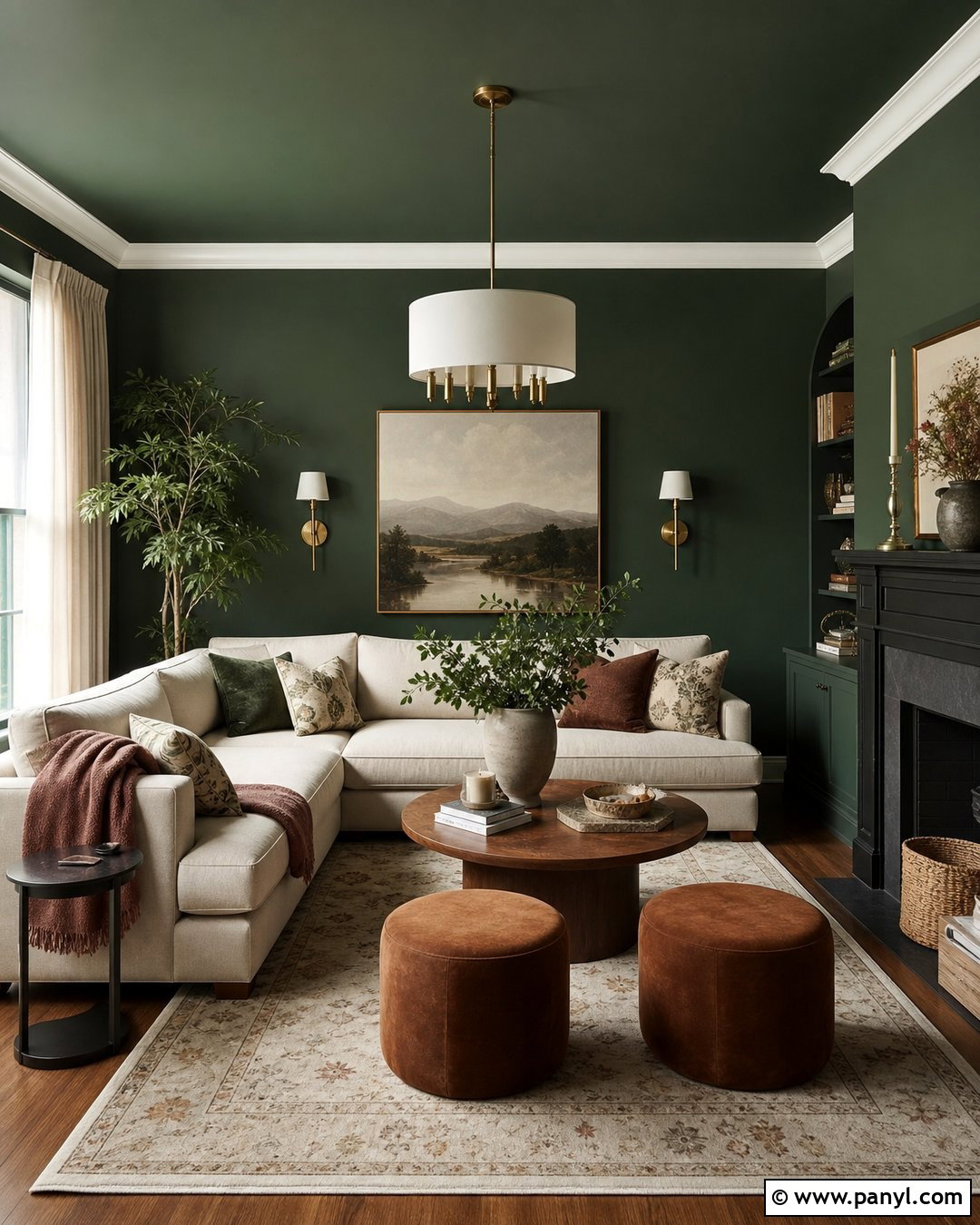 Forest Green Living Room Walls - 45 green painted walls