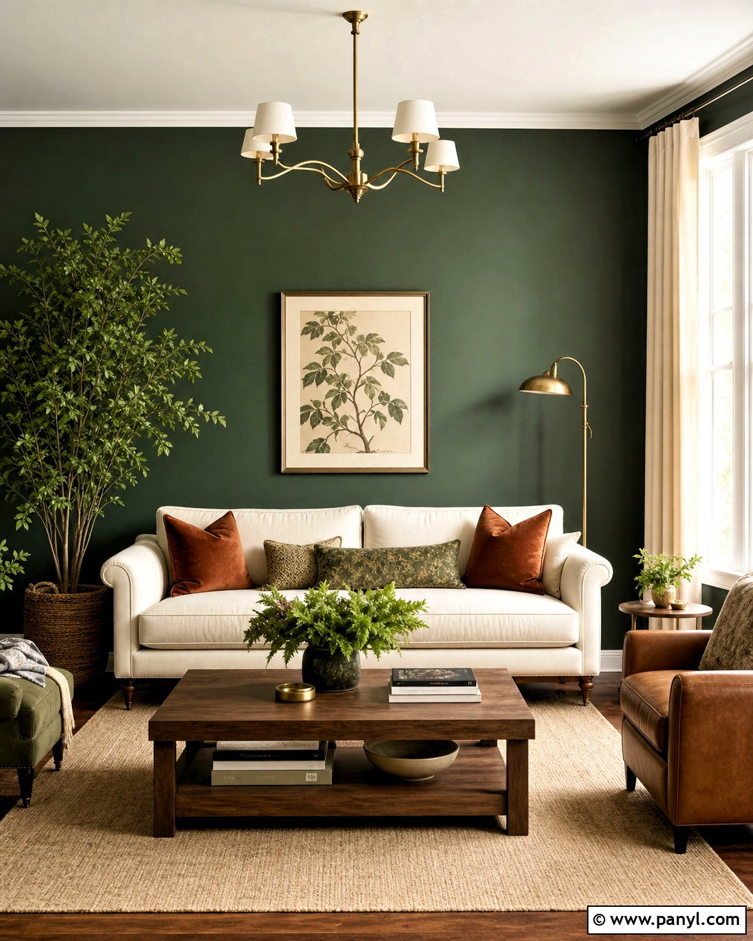 Forest Green Living Room With Cream Sofa - 20 forest green room ideas