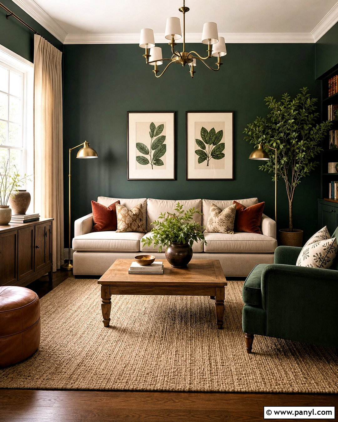 Forest Green Living Room With Cream Sofa - 20 forest green decor ideas