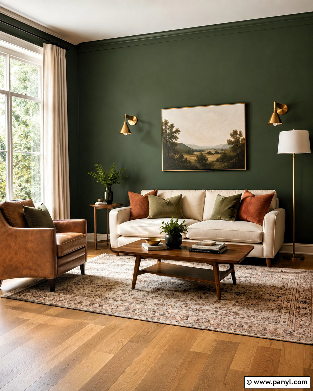 Forest Green Living Room - 40 green wall room ideas