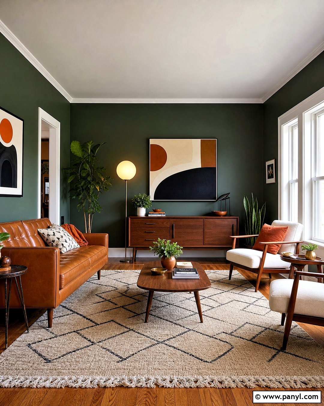 Forest Green Mid-Century Living Room - 20 forest green living room ideas