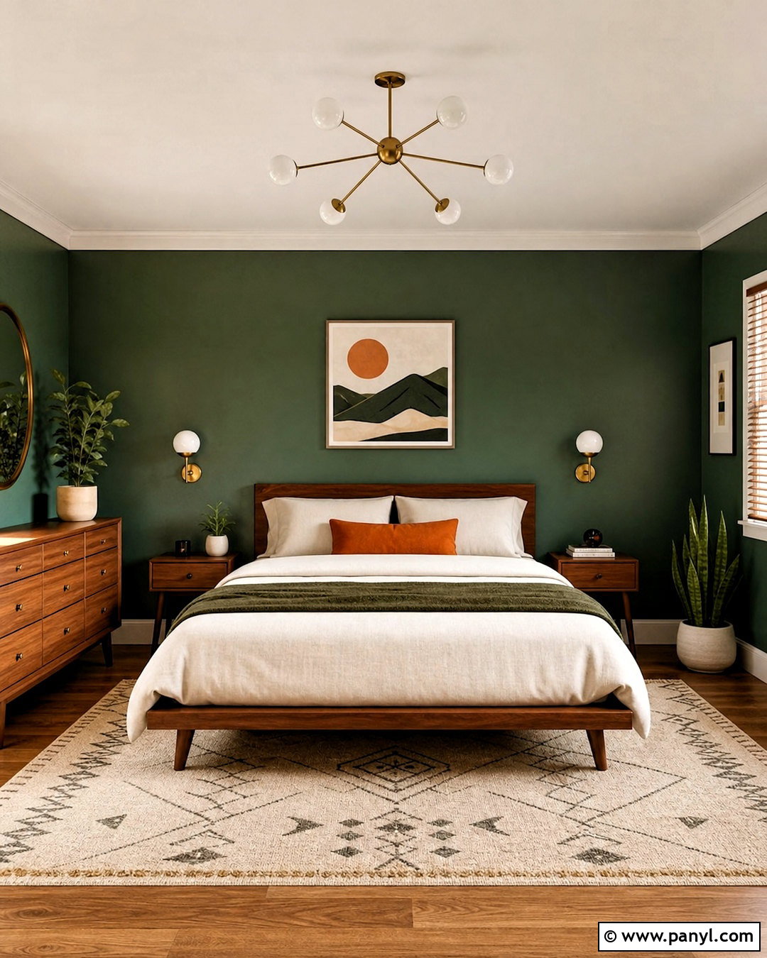 Forest Green Midcentury Bedroom - 20 forest green room ideas