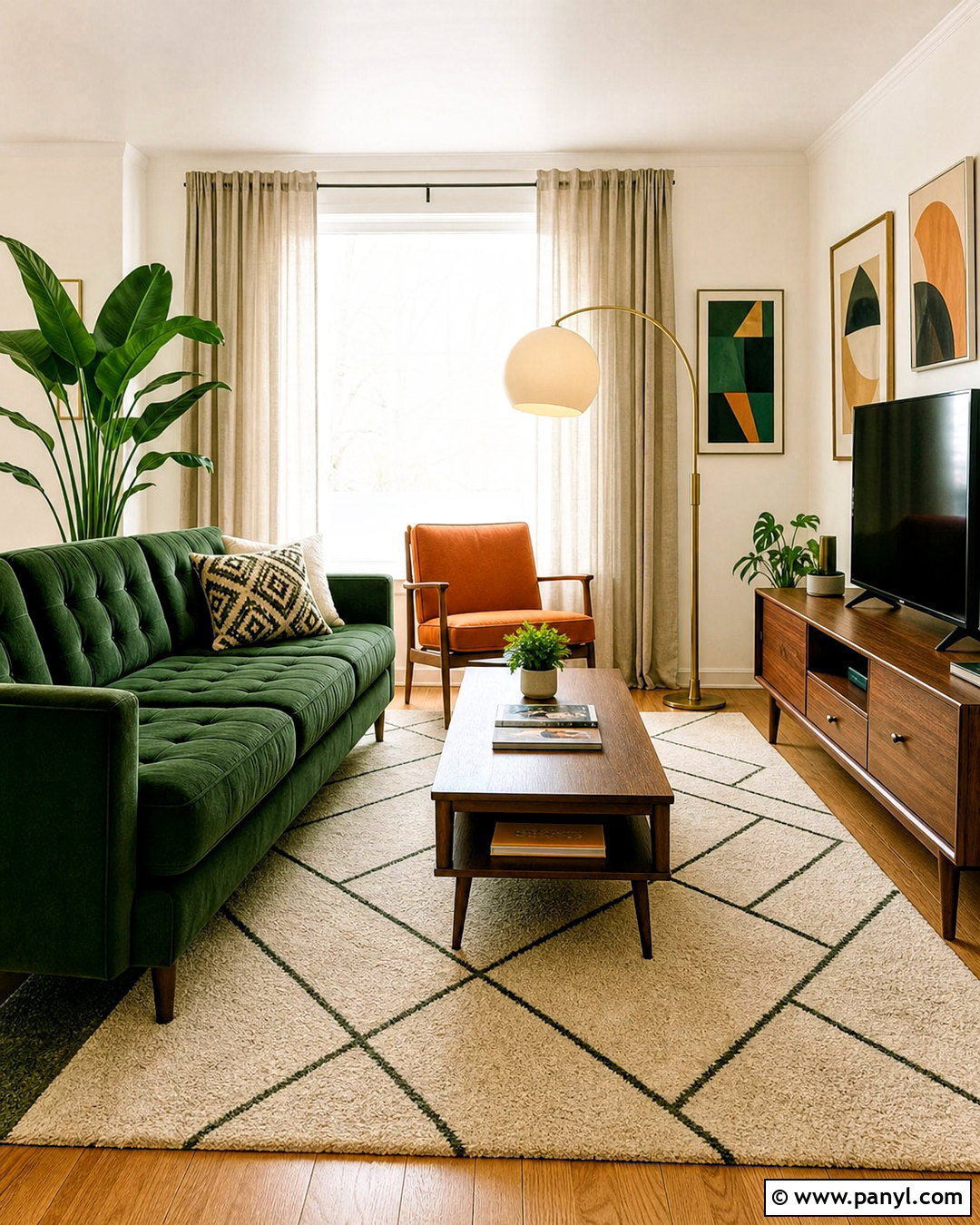 Forest Green Midcentury Living Room - 20 forest green decor ideas