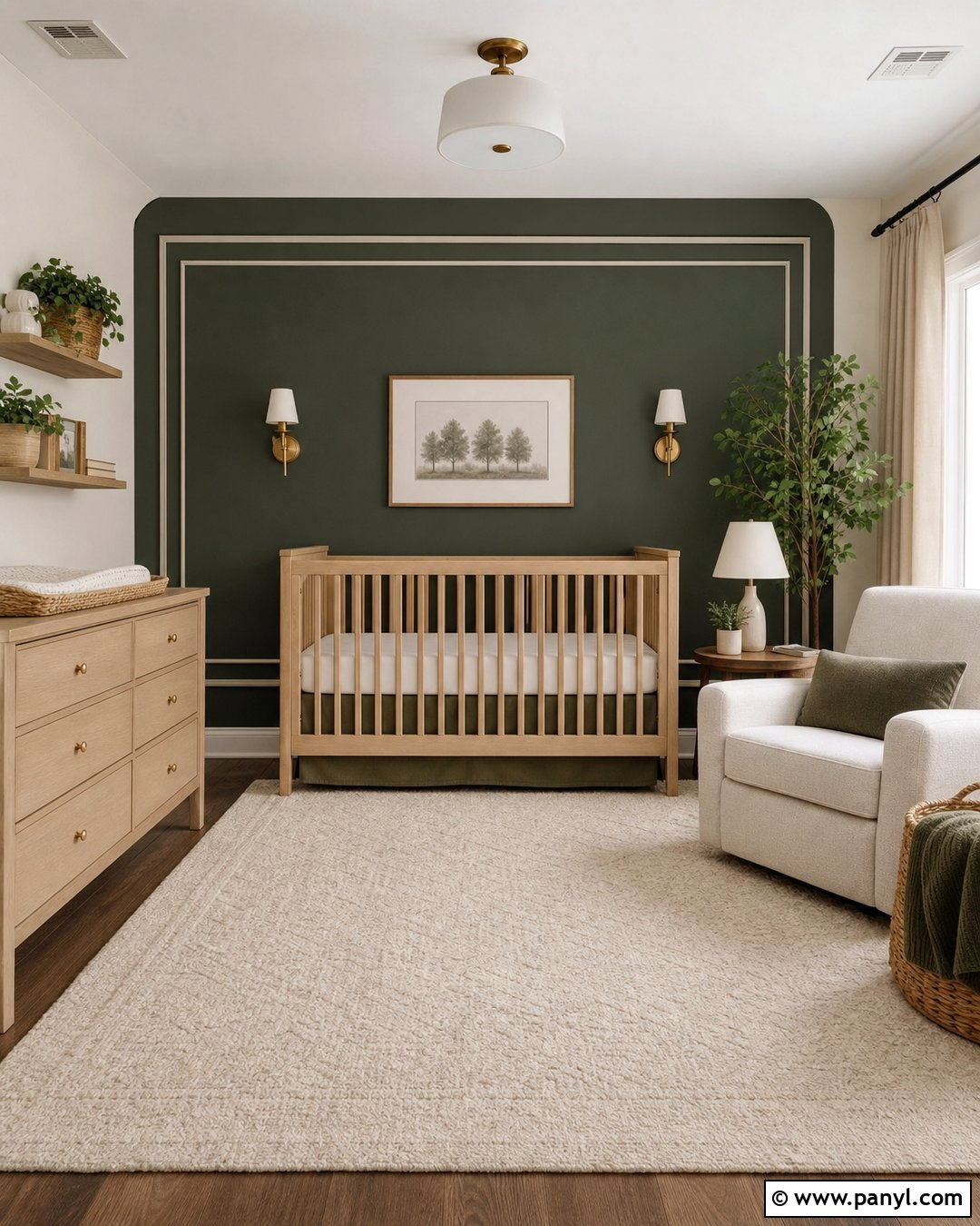 Forest Green Nursery Accent Wall - 30 Nursery Wall Color Ideas