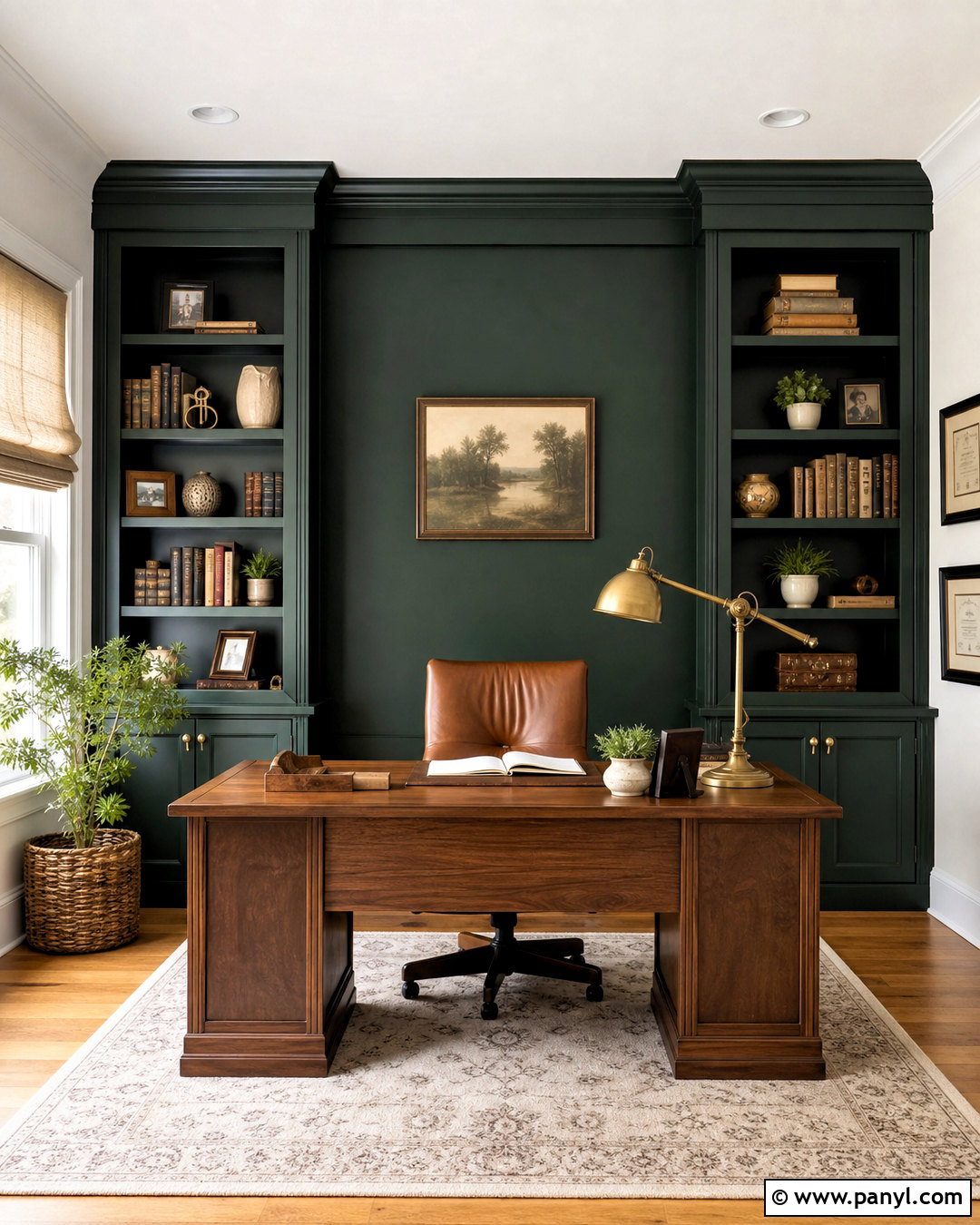 Forest Green Office Wall - 20 color wall ideas