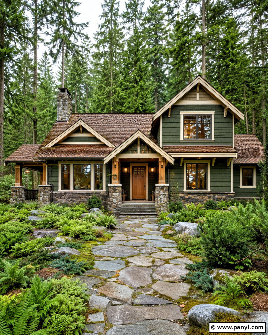 Forest Green Outside Wall With Stonework - 20 outside wall painting ideas