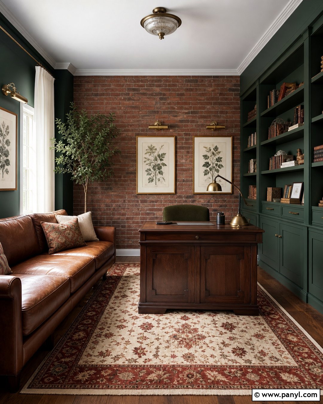 Forest Green Paint With Brick Wall - 20 Brick Wall Paint Matching Ideas