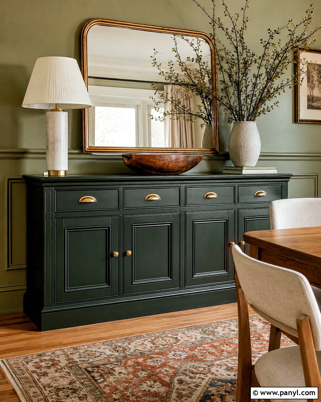 Forest Green Painted Buffet - 20 painted buffet ideas
