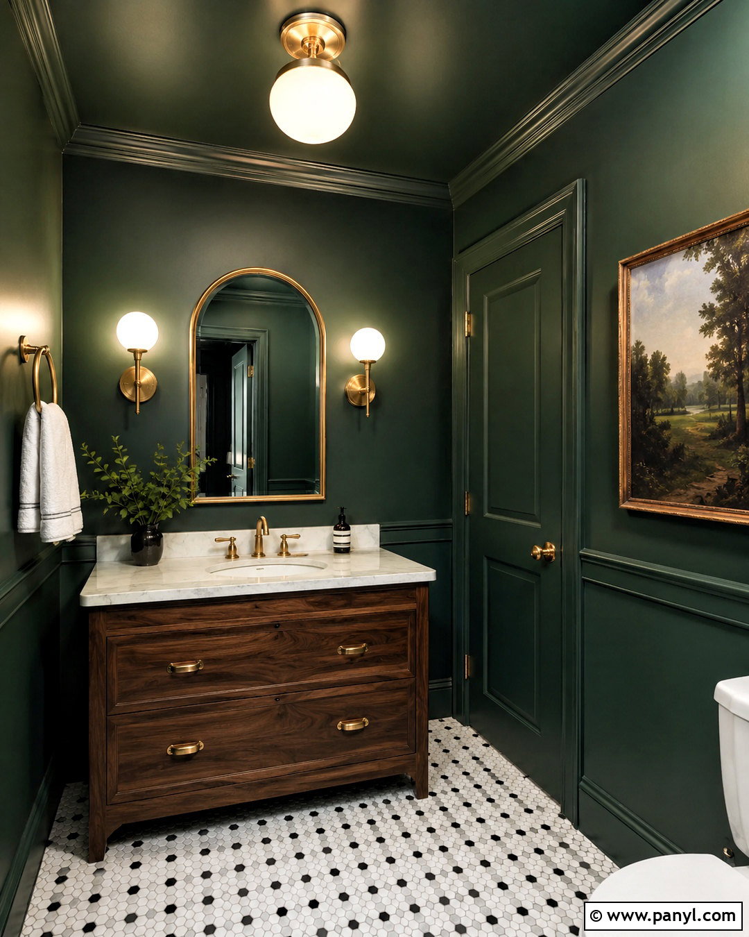 Forest Green Powder Room Ceiling And Walls - 20 ceiling painted same color as walls
