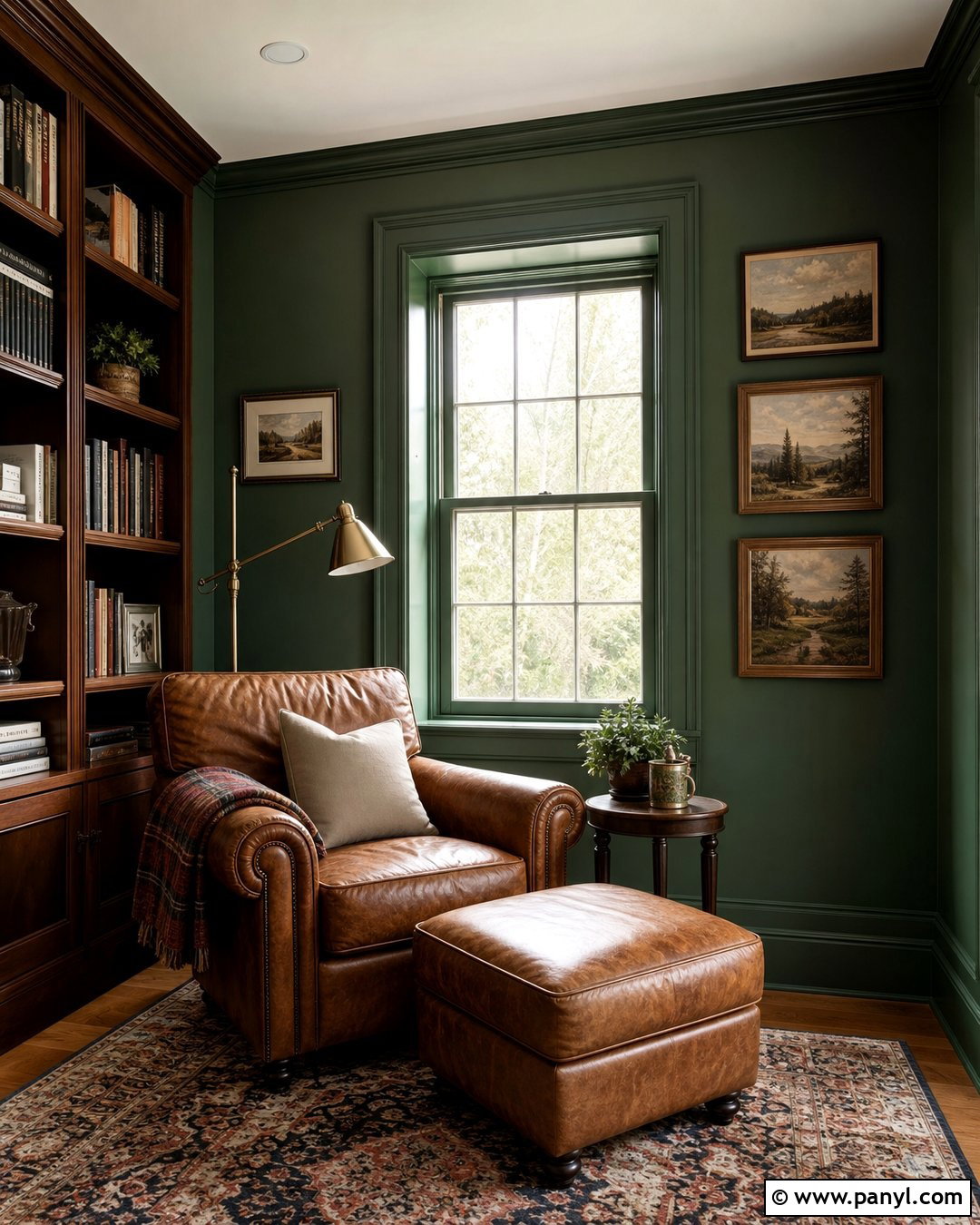 Forest Green Reading Nook Feature Wall - 30 Feature Wall Paint Ideas