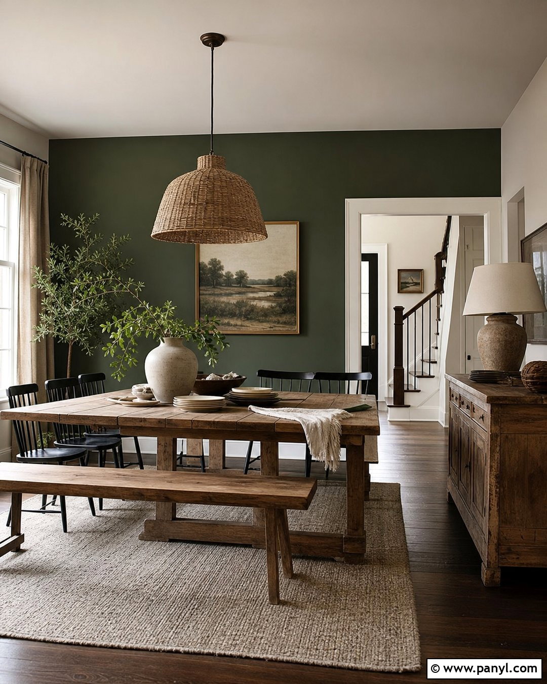 Forest Green Rustic Dining Room Accent Wall - 35 forest green accent wall ideas