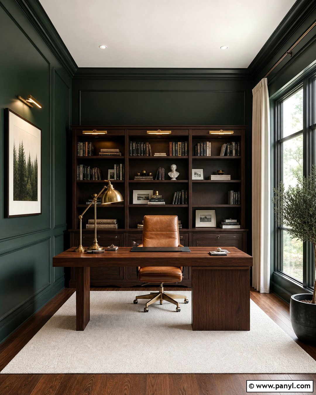 Forest Green Satin Home Office Walls - 30 satin paint on walls
