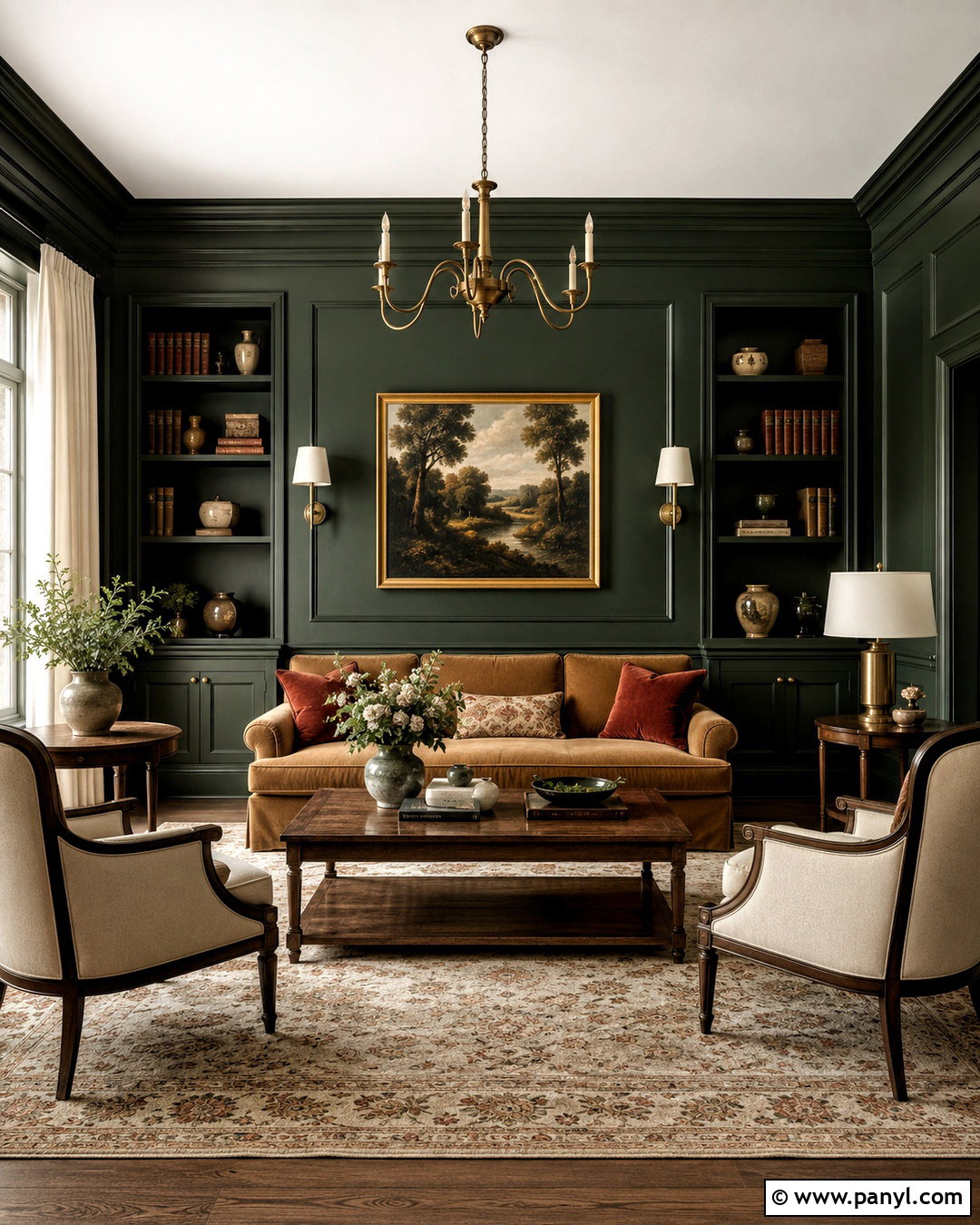 Forest Green Sitting Room - 35 Sitting Room Paint Color Ideas