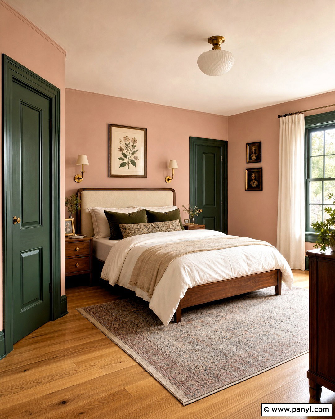Forest Green Skirting Boards With Blush Walls - 20 green skirting boards