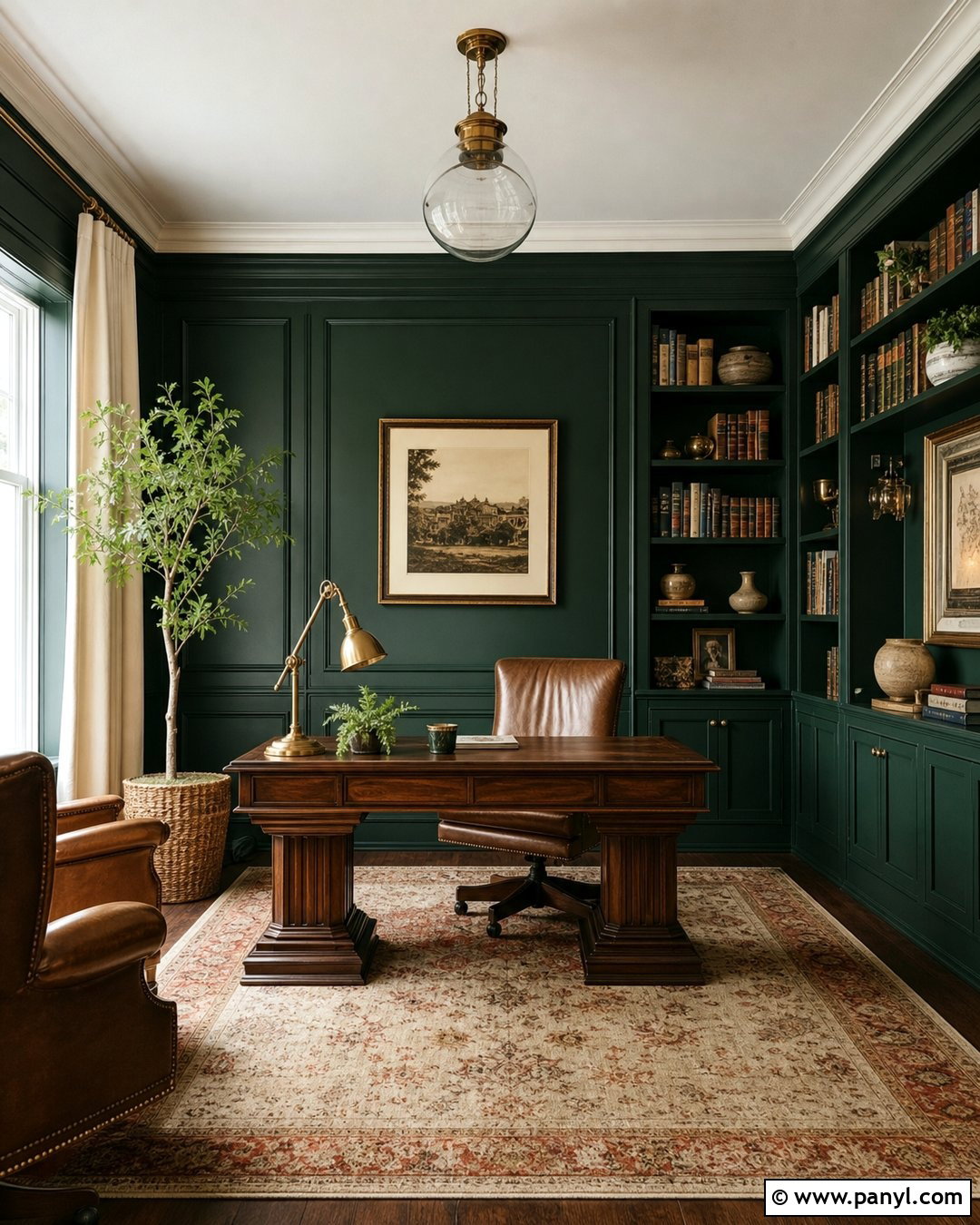 Forest Green Study Room - 20 Best Wall Color For Study Room Ideas