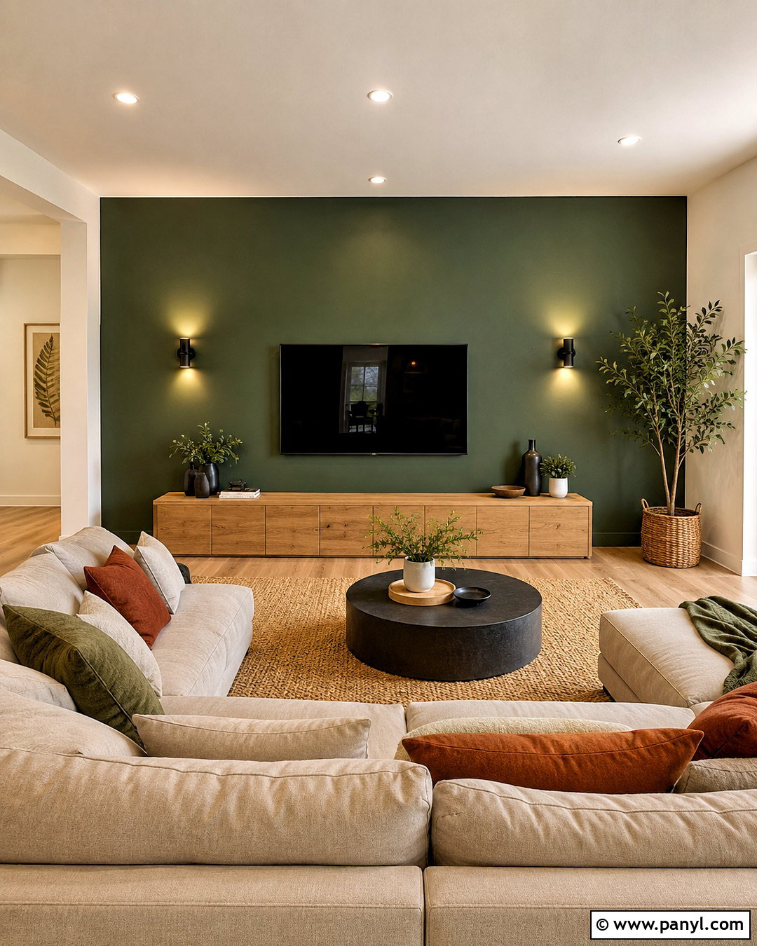 Forest Green TV Wall - 20 Wall Paint For Tv Wall Ideas
