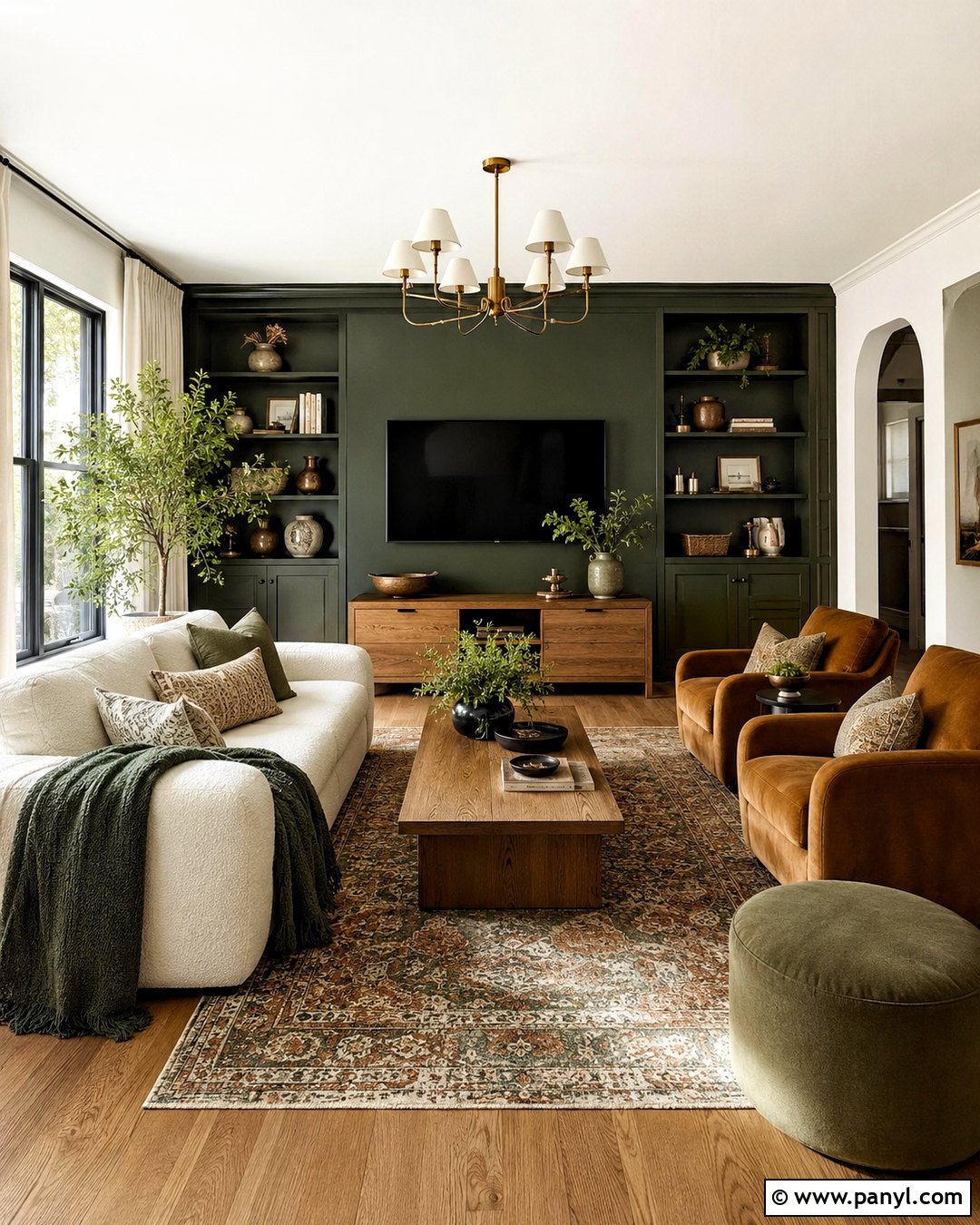 Forest Green TV Wall - 20 living room tv wall paint ideas