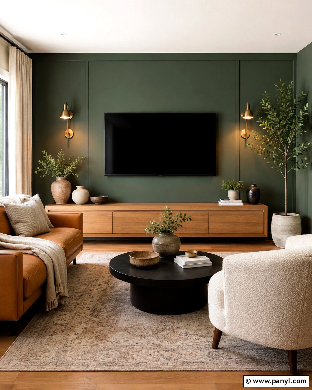 Forest Green TV Wall - 20 Tv Wall Dark Paint Ideas