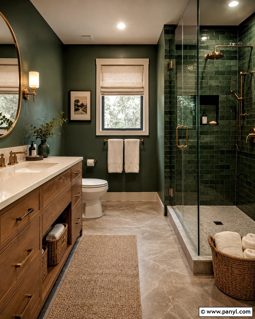 Forest Green Tile Bathroom - 20 moody bathroom ideas