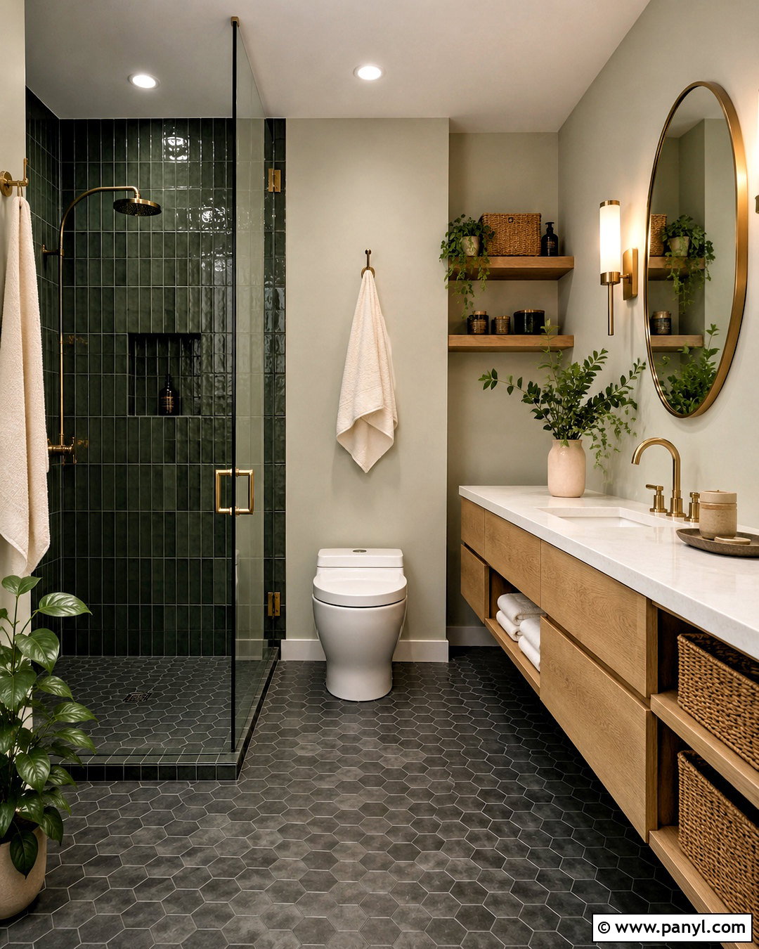 Forest Green Tile Bathroom - 20 moody bathroom design ideas