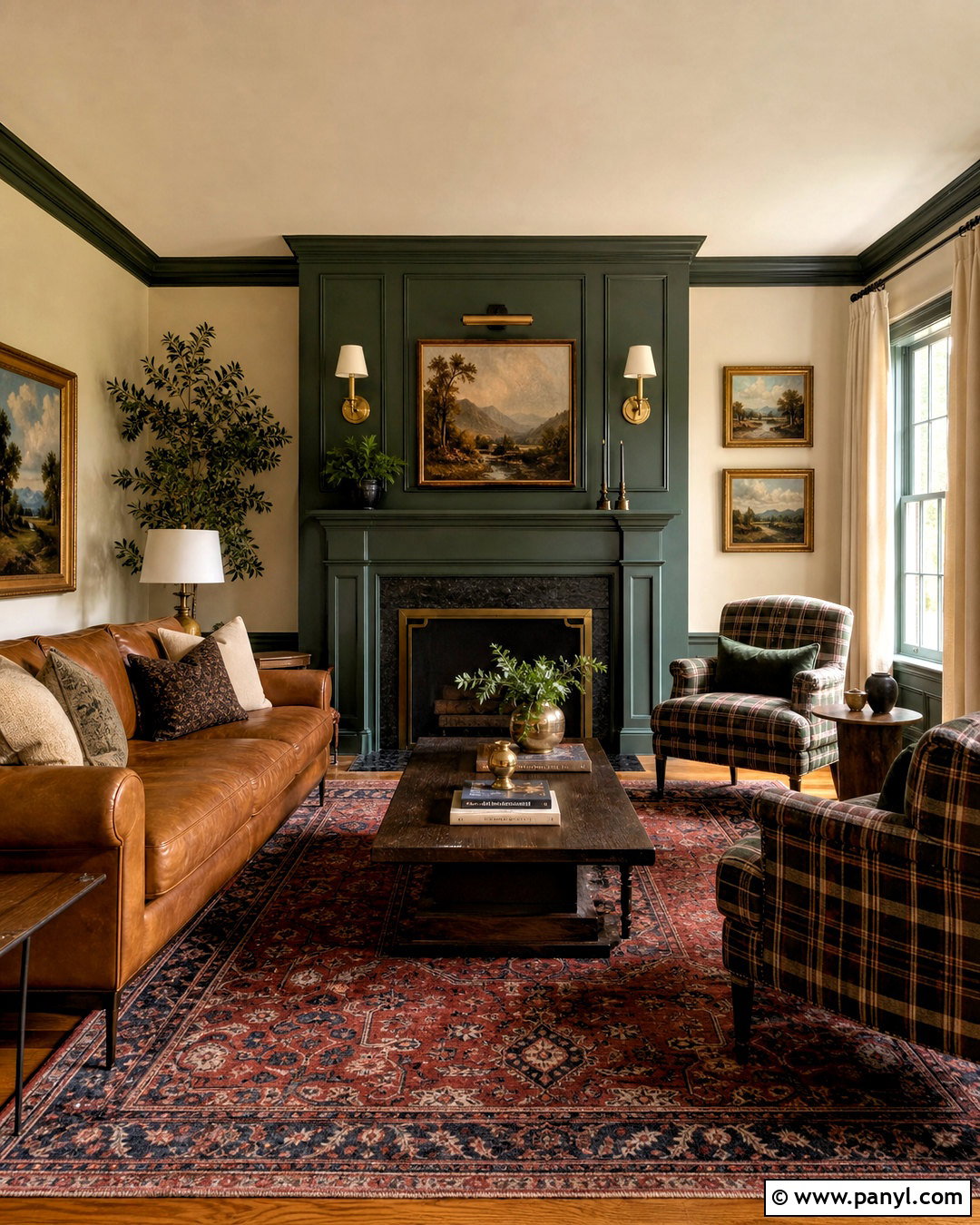 Forest Green Traditional Accent Wall - 20 accent walls in living room ideas paint ideas