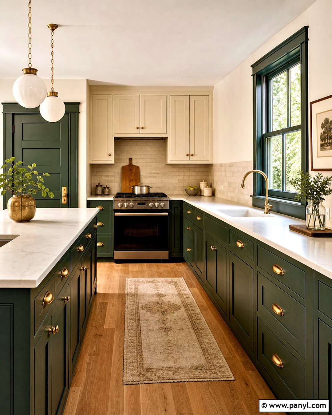 Forest Green Trim With Cream Walls - 20 painted trim darker than walls