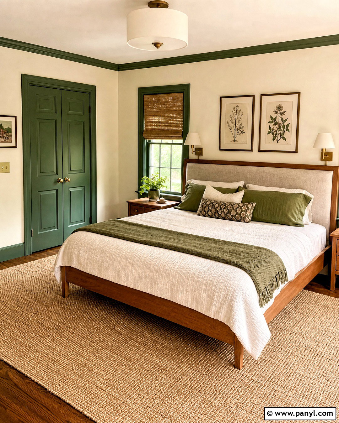 Forest Green Trim With Cream Walls - 20 contrasting trim interior ideas