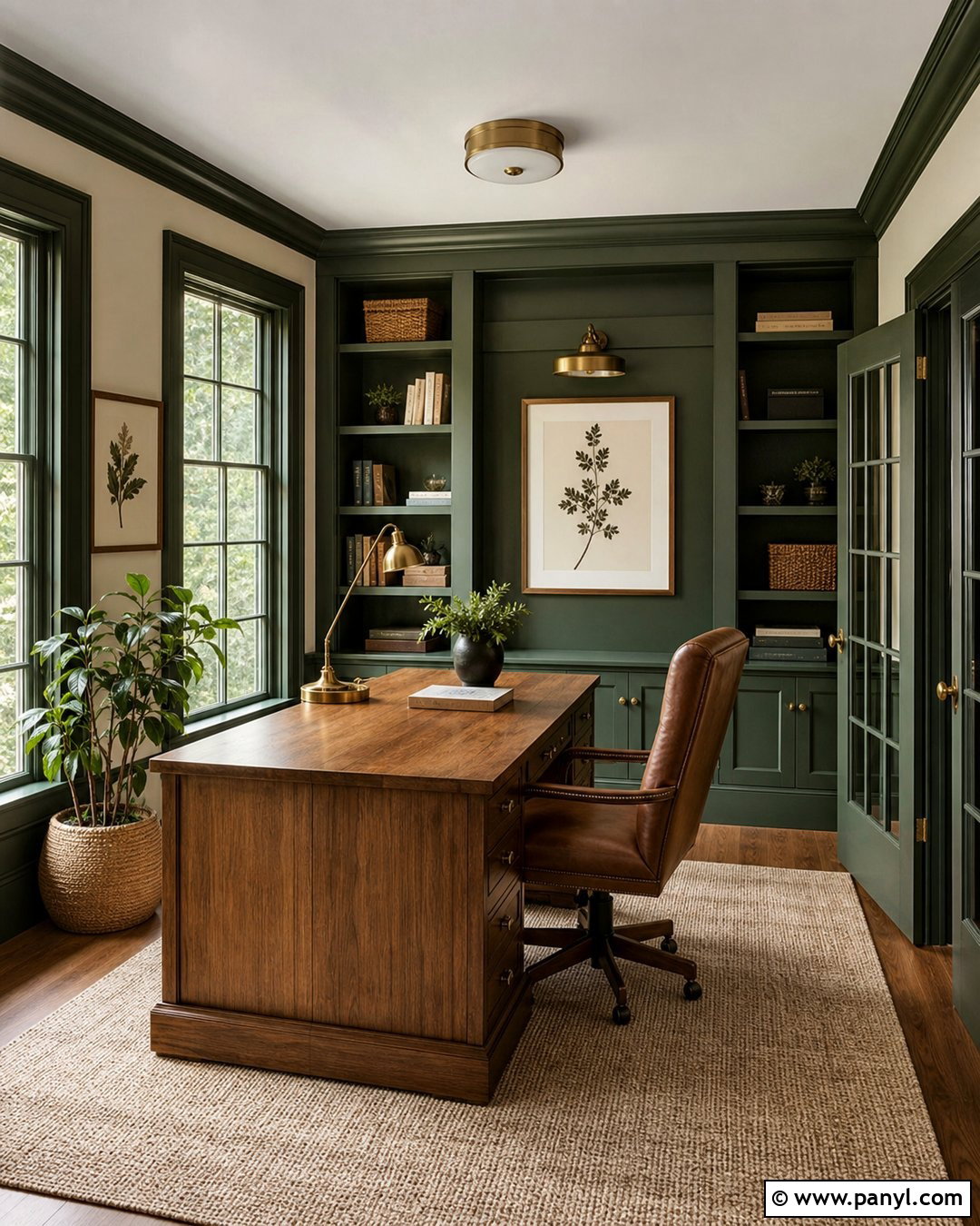 Forest Green Trim With Ivory Walls - 45 darker trim lighter walls