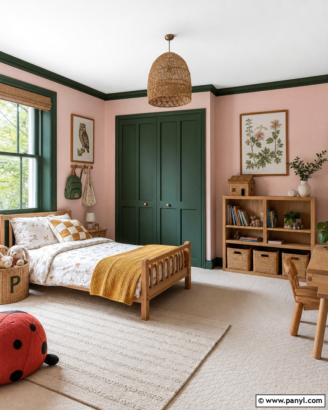 Forest Green Trim With Pale Pink Walls - 45 darker trim lighter walls