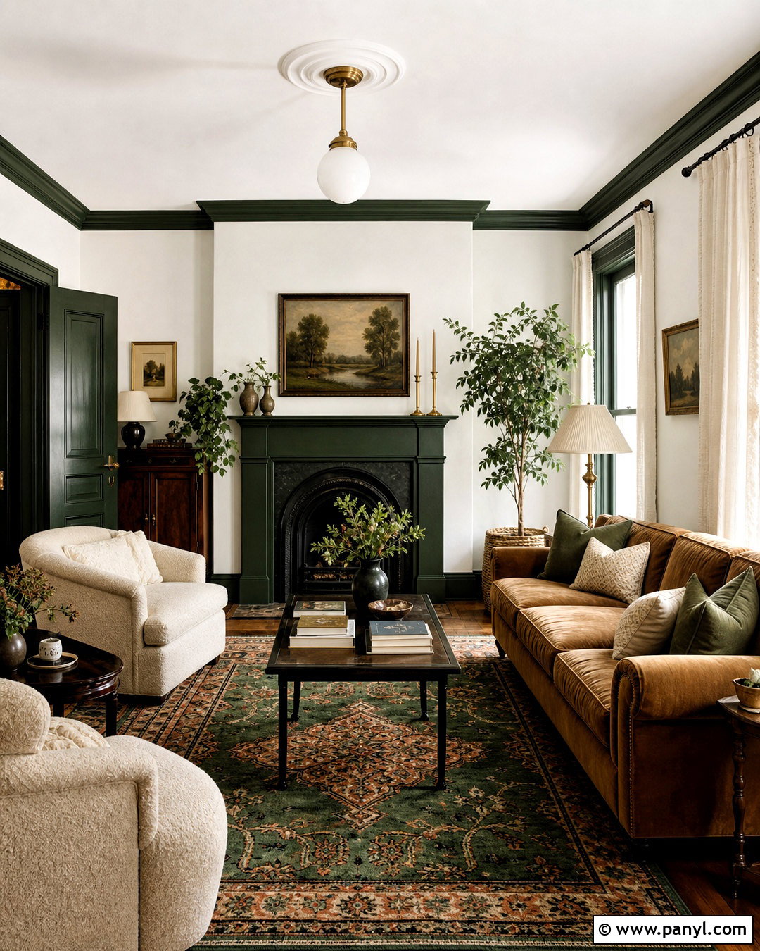 Forest Green Trim With White Walls - 20 white walls with different color trim ideas