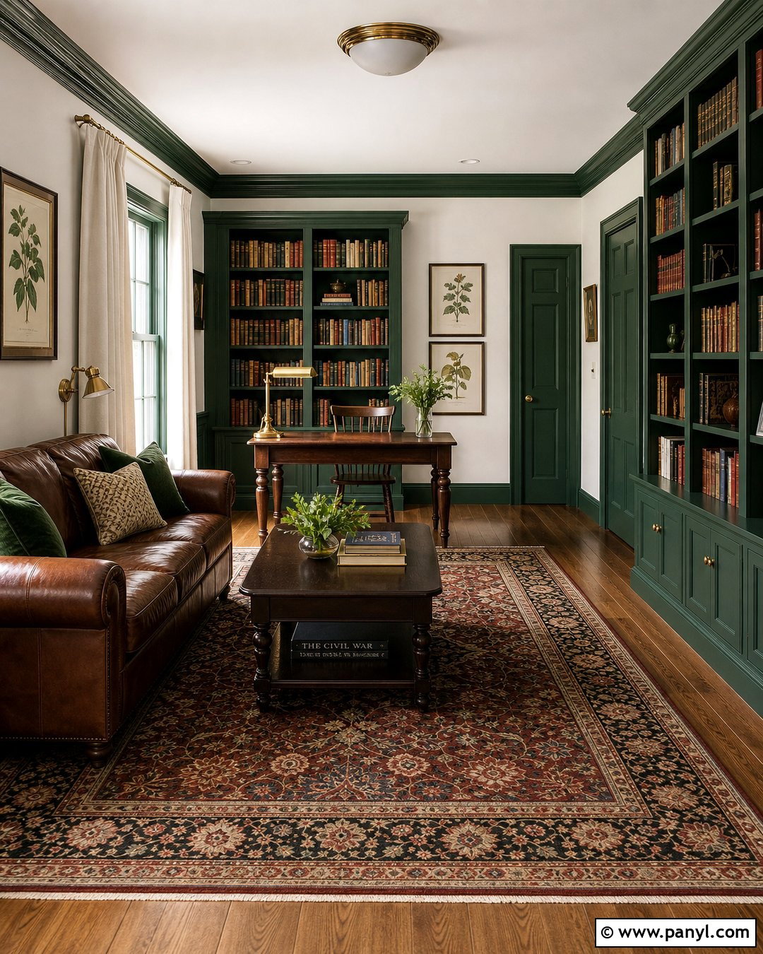 Forest Green Trim With White Walls - 25 White Wall Colored Trim Ideas