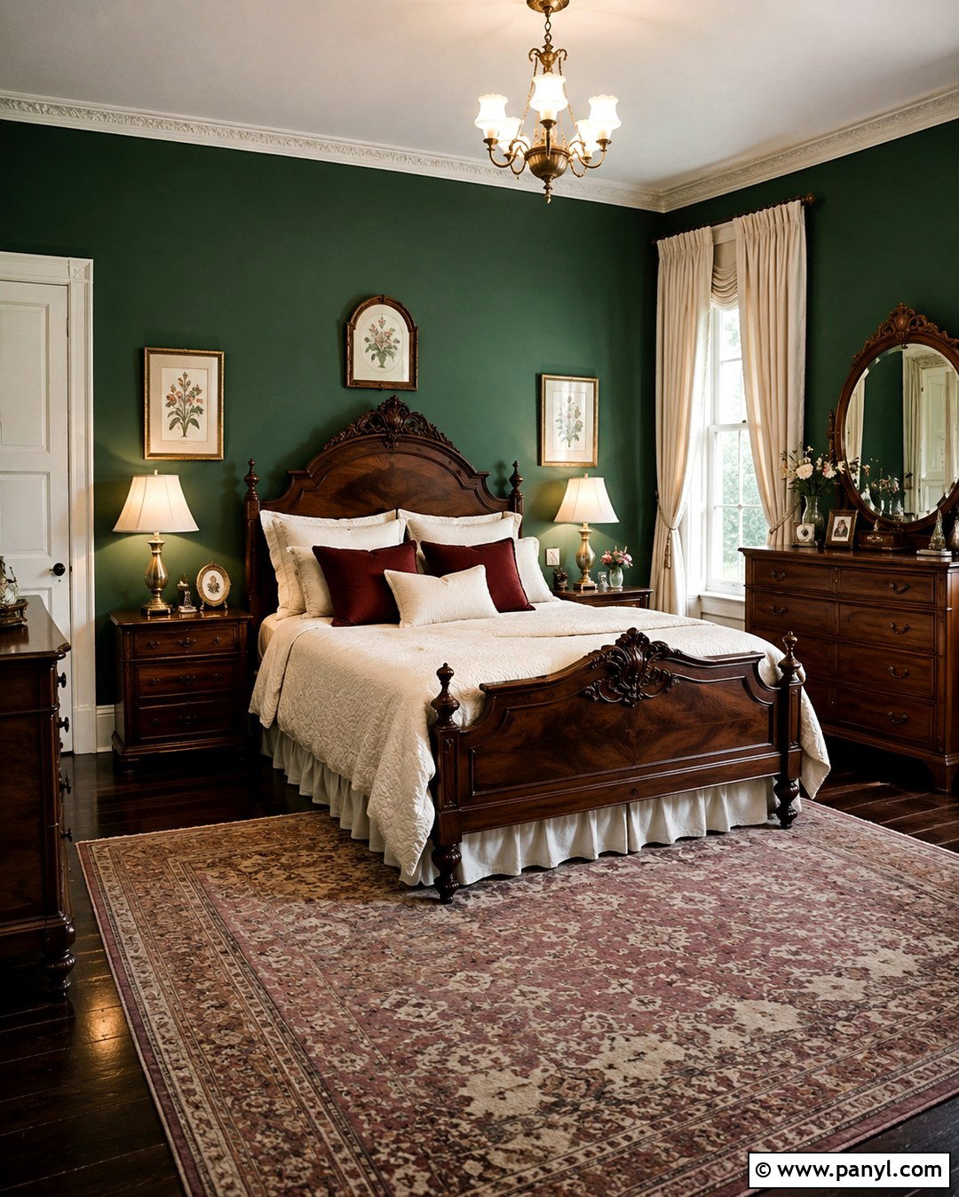 Forest Green Victorian Bedroom - 20 Victorian Green Walls