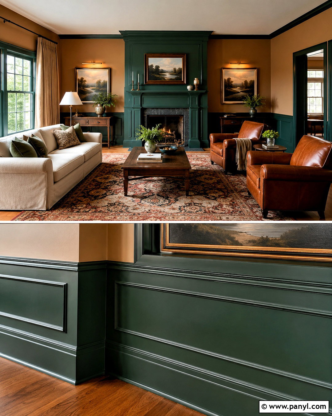 Forest Green Wainscoting With Tan Walls - 20 painted wainscoting ideas color schemes