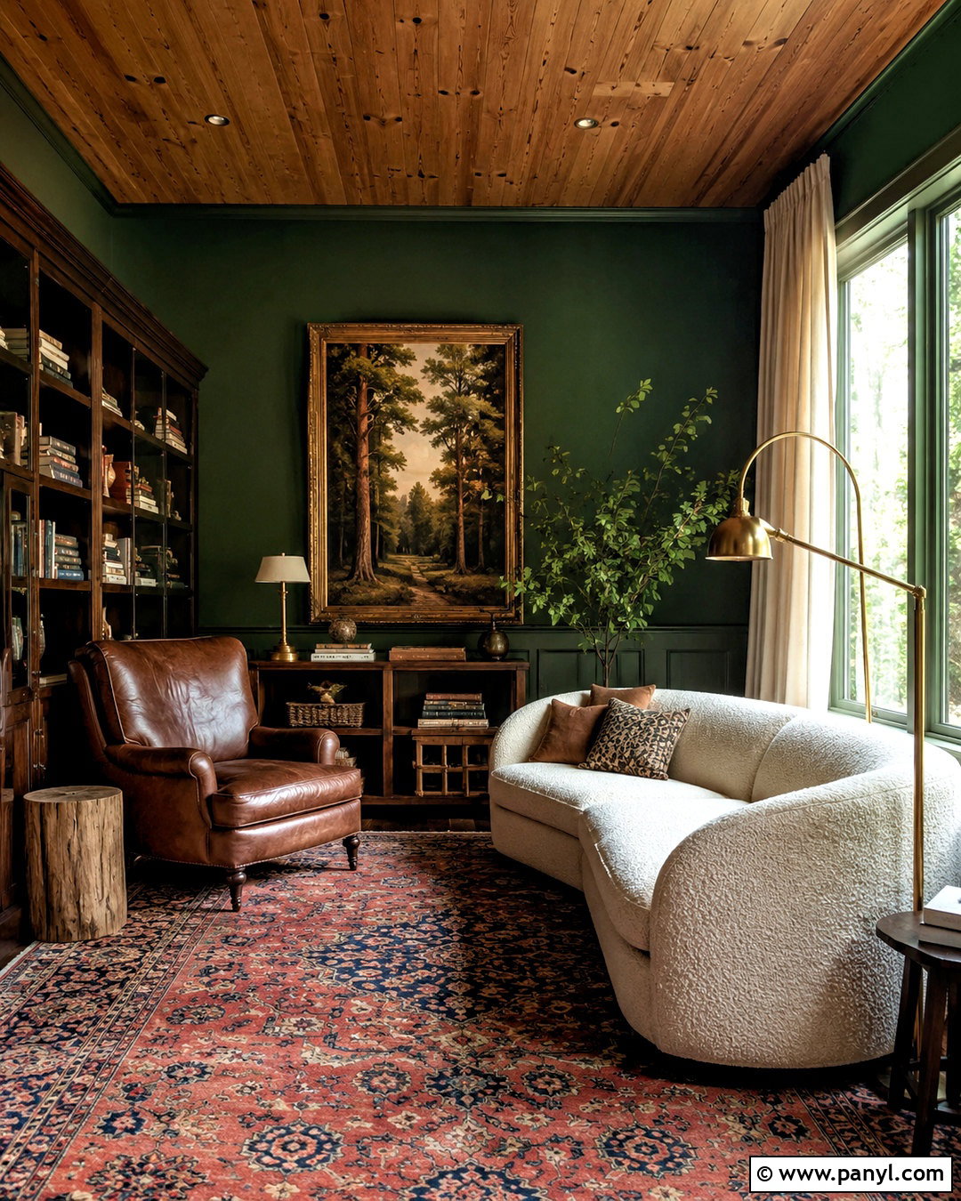 Forest Green Wall Color With Pine Ceiling - 20 Wall Color With Pine Ceiling Ideas