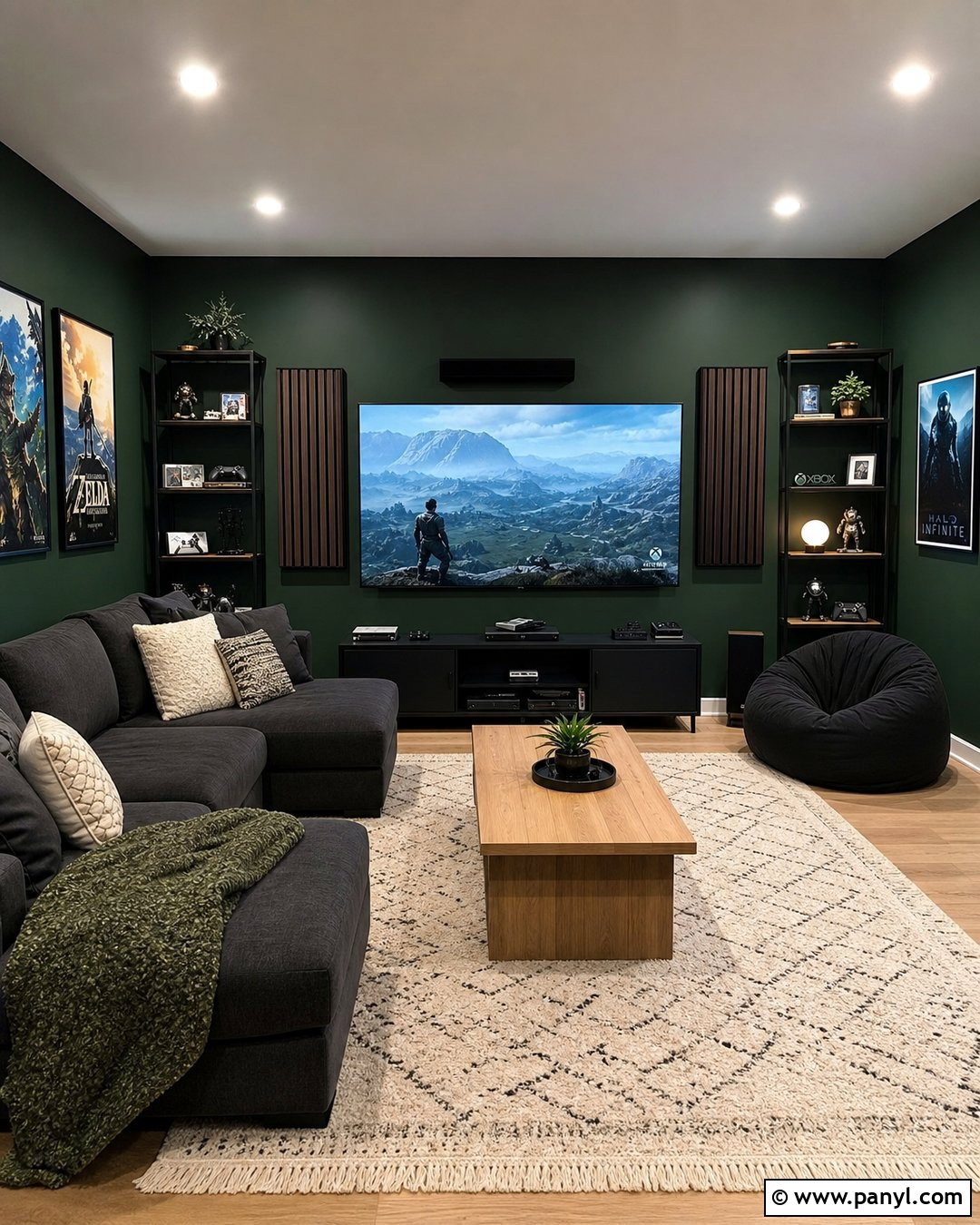 Forest Green Wall Gaming Room - 20 Green Wall Game Room Ideas
