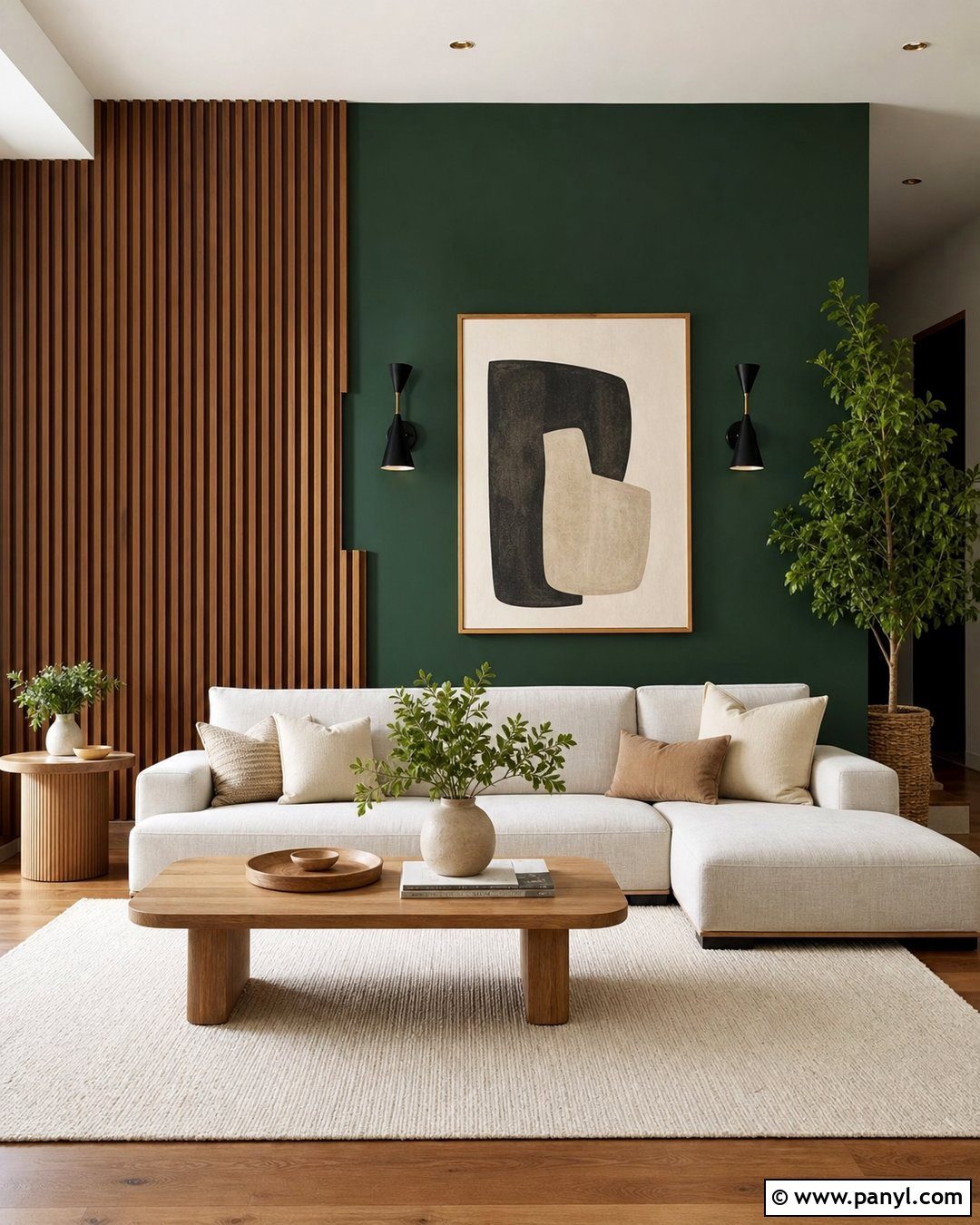 Forest Green Wall With Vertical Wood Slats - 35 forest green accent wall ideas