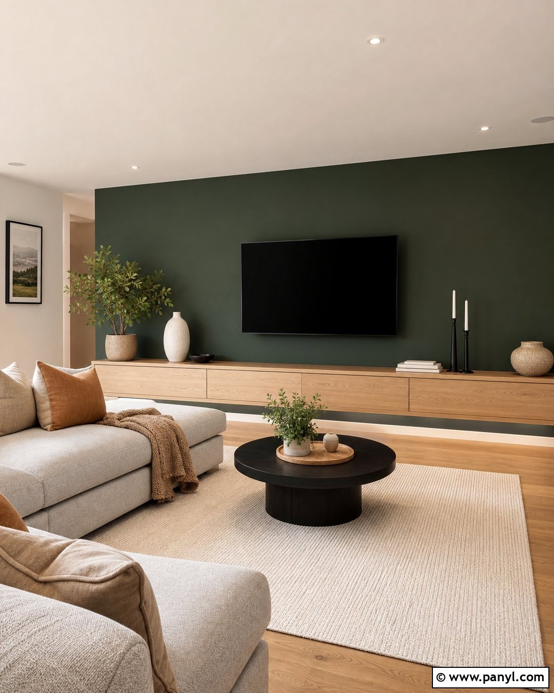 Forest Green Walls Behind A TV - 30 forest green walls