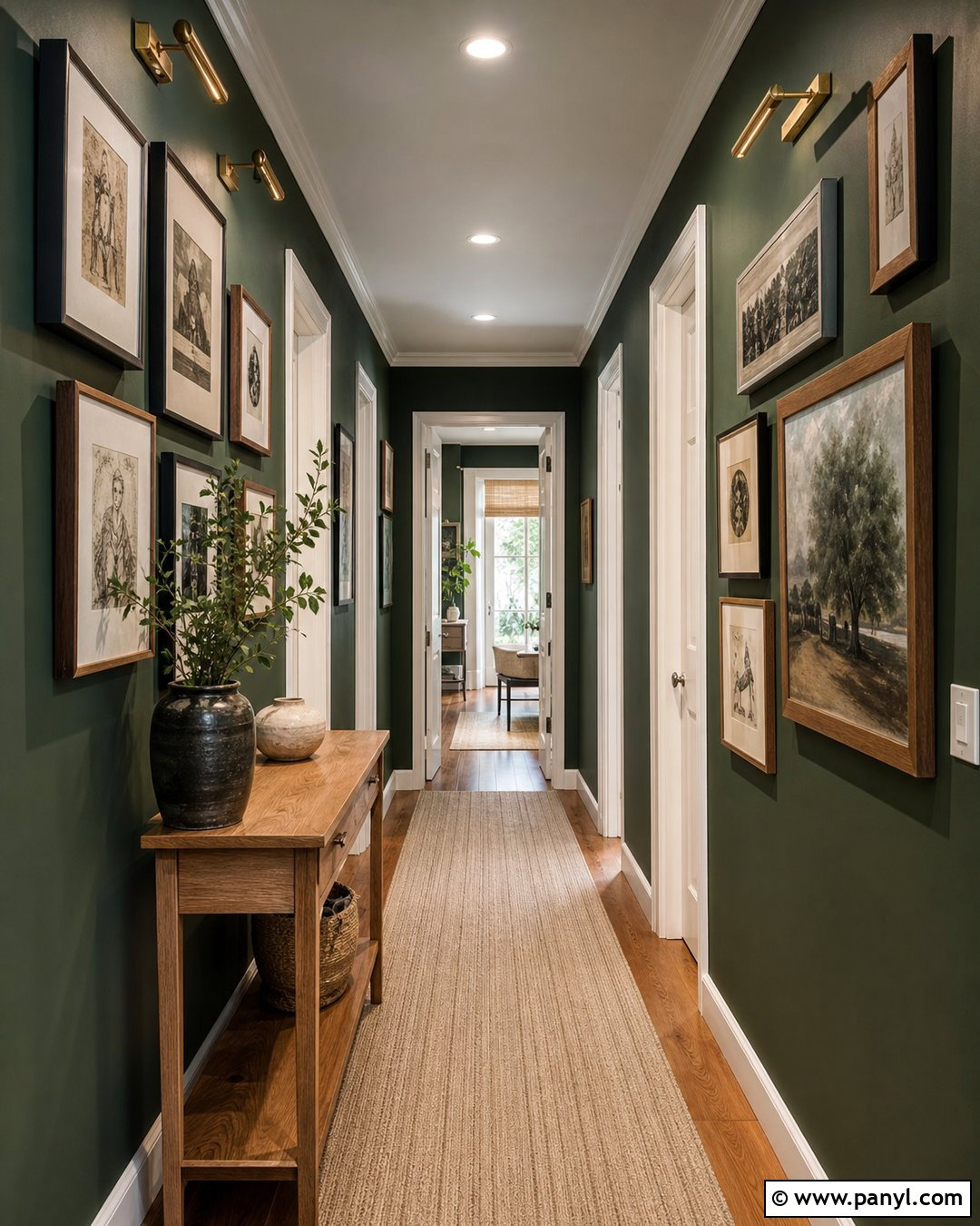 Forest Green Walls In A Gallery Hallway - 30 forest green walls